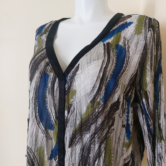 Lane Bryant Plus Size Sheer Blue Green Lightweight Cover Up Work Wear Blouse - Picture 2 of 11